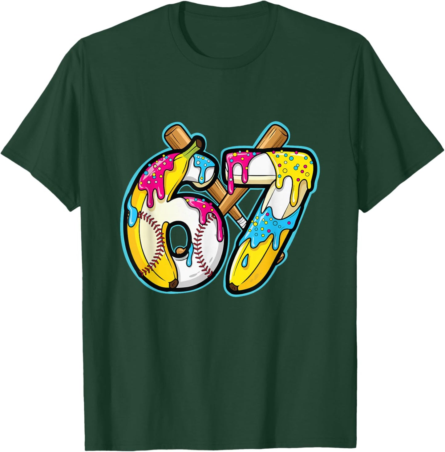 Funny Banana 67 Ice Cream Drip Meme Six Seven Gen Alpha Art T-Shirt - T-Shirt | Forest