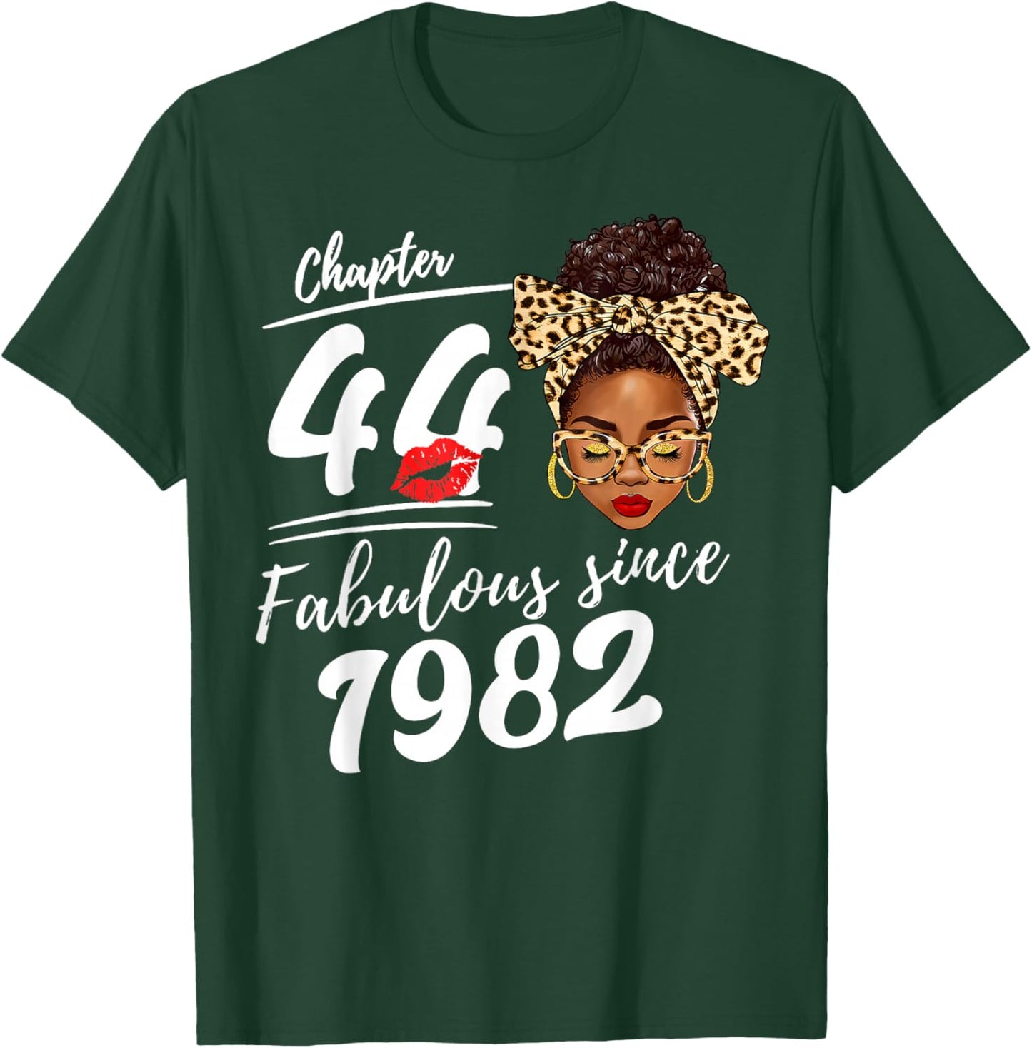 It's My 44th Birthday Black Melanin Afro Queen Leopard Women T-Shirt - T-Shirt | Forest