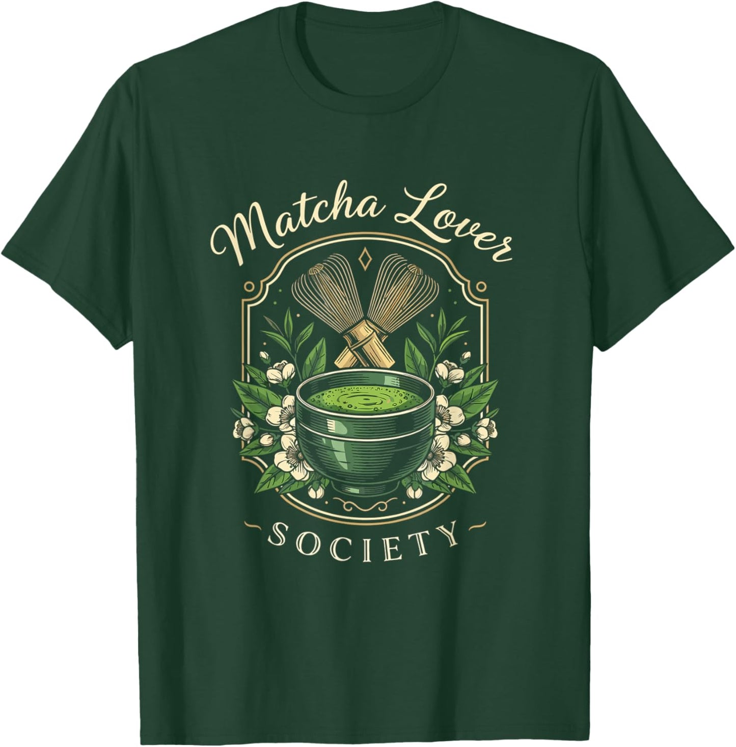 Matcha Lover Society Elegant Tea Aesthetic Zen Art T-Shirt - T-Shirt | Forest