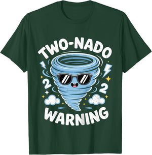 Two Nado Warning Tornado 2nd Birthday 2 Year Old Boys Kids T-Shirt - T-Shirt | Forest