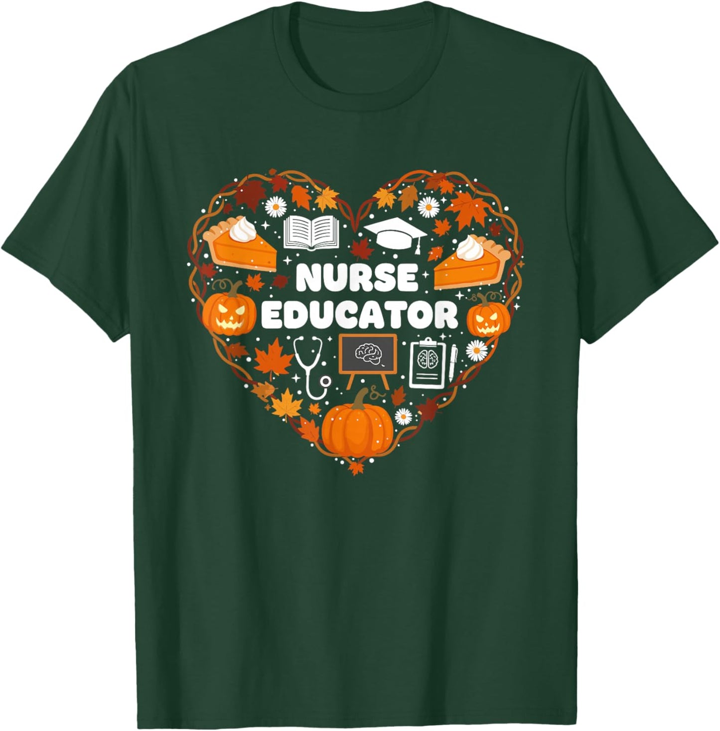 Nurse Educator Heart Autumn Thanksgiving Kids T-Shirt - T-Shirt | Forest