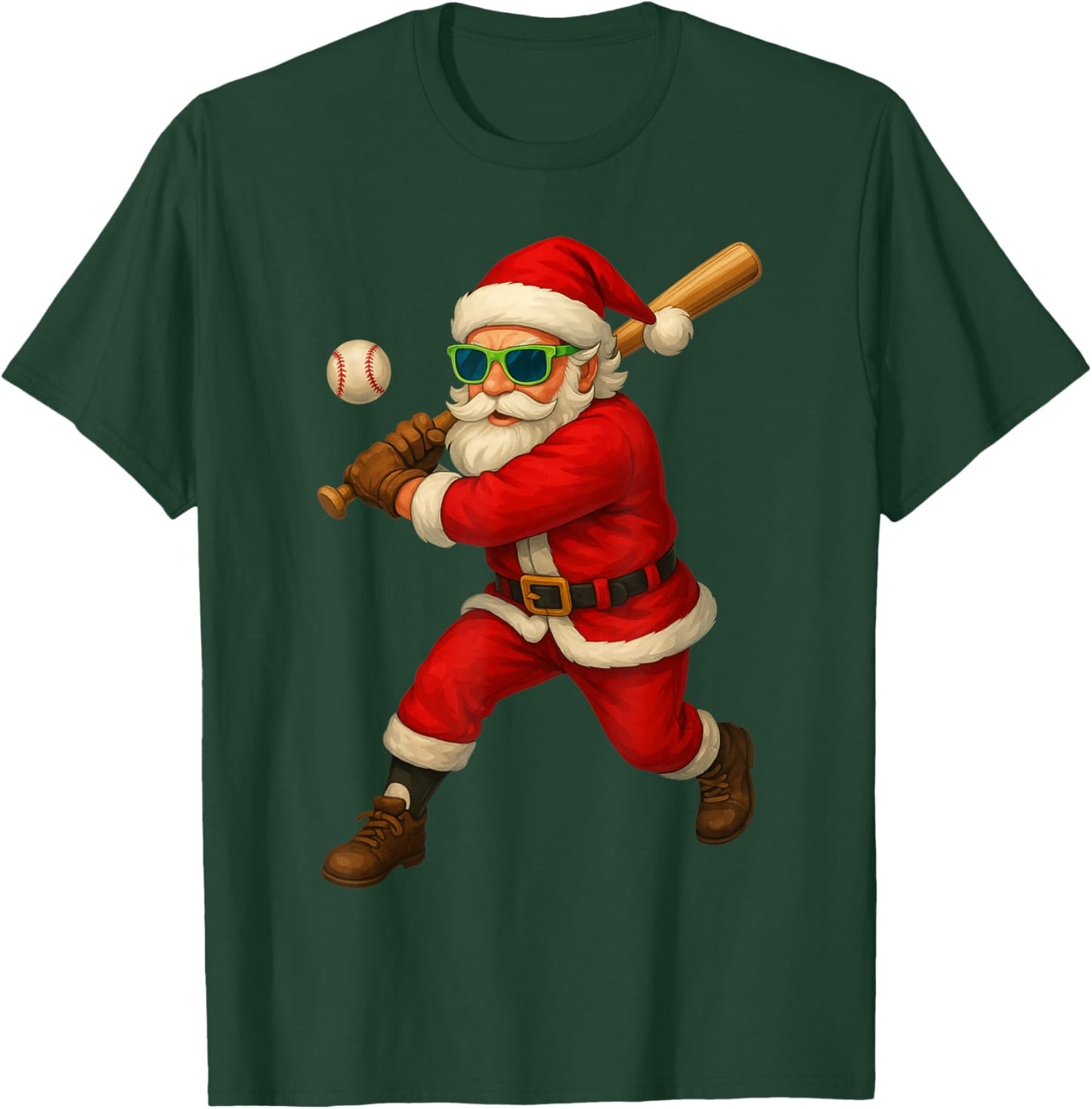 Funny Baseball Christmas Baseball Player Xmas Boys Men Kids T-Shirt - T-Shirt | Forest