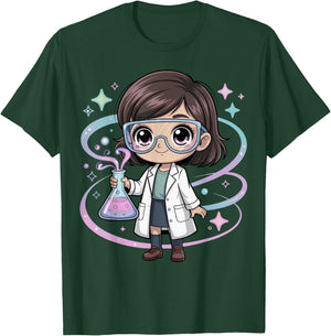 Cute Chibi Scientist Girl Design for Science and Chemistry T-Shirt - T-Shirt | Forest