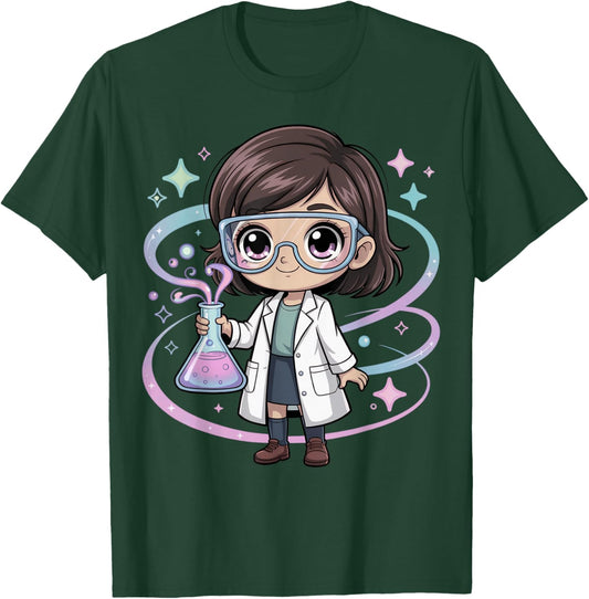 Cute Chibi Scientist Girl Design for Science and Chemistry T-Shirt - T-Shirt | Forest