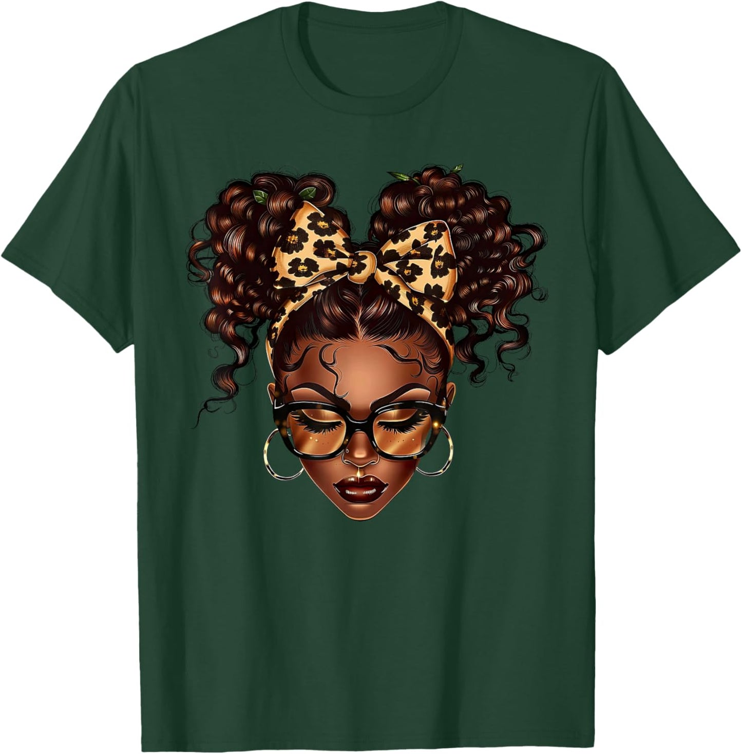 Coquette Bow Leopard Queen Black Woman African Black History T-Shirt - T-Shirt | Forest