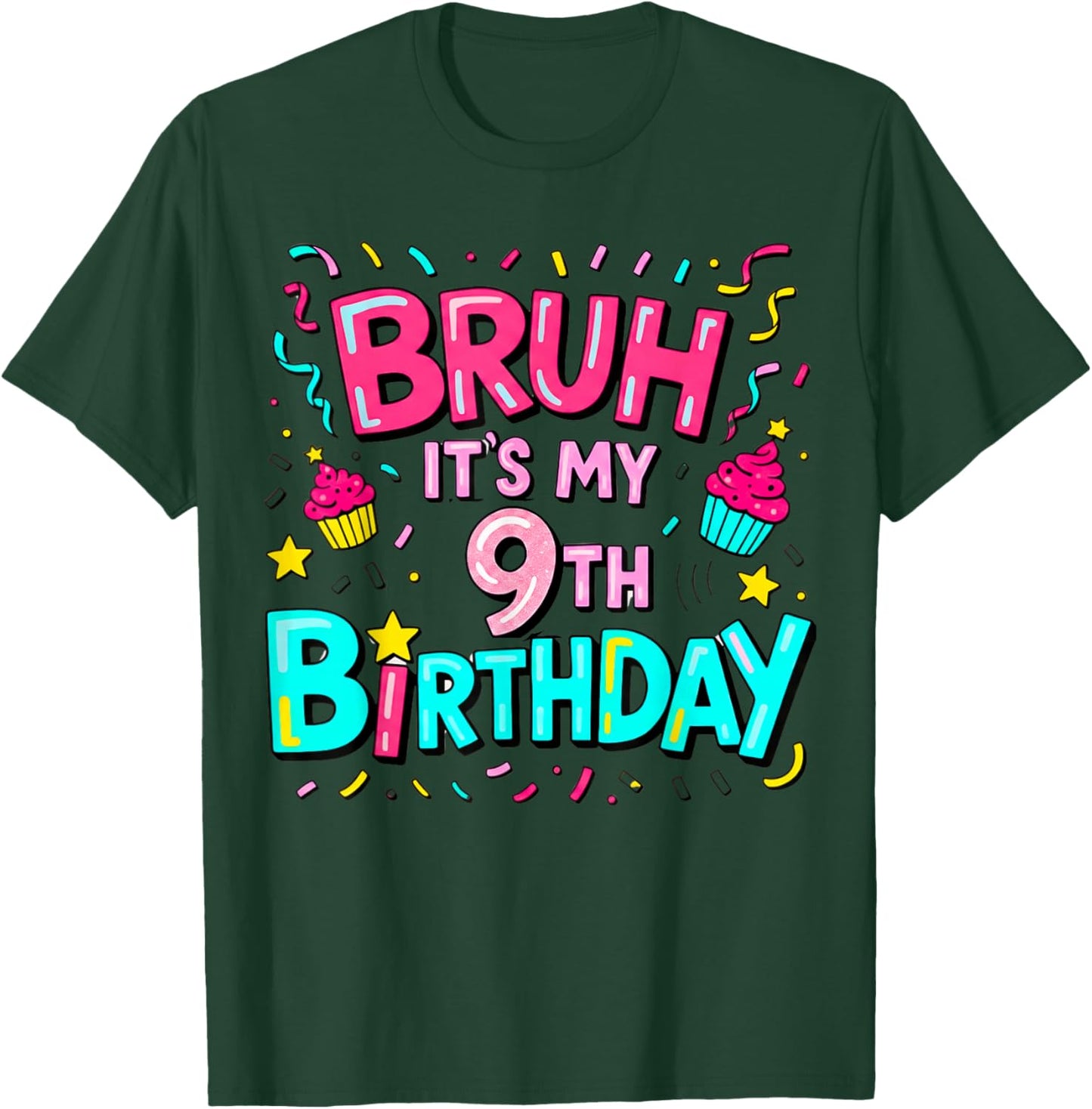 9th Birthday Girls Nine Years Old It's My 9 Bday T-Shirt - T-Shirt | Forest