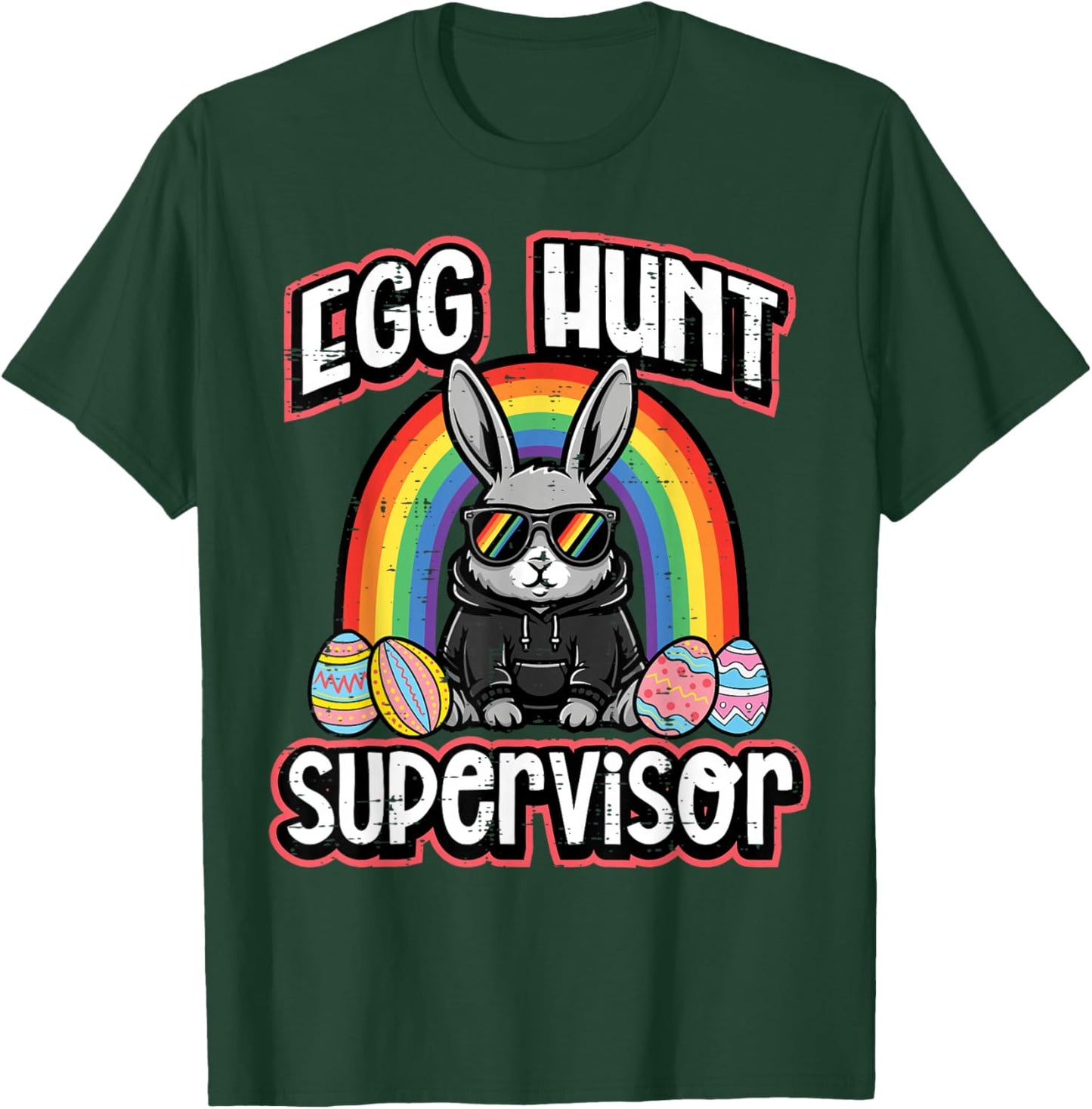 Easter Bunny Egg Hunt Supervisor Funny Dad Mom Men Women T-Shirt - T-Shirt | Forest