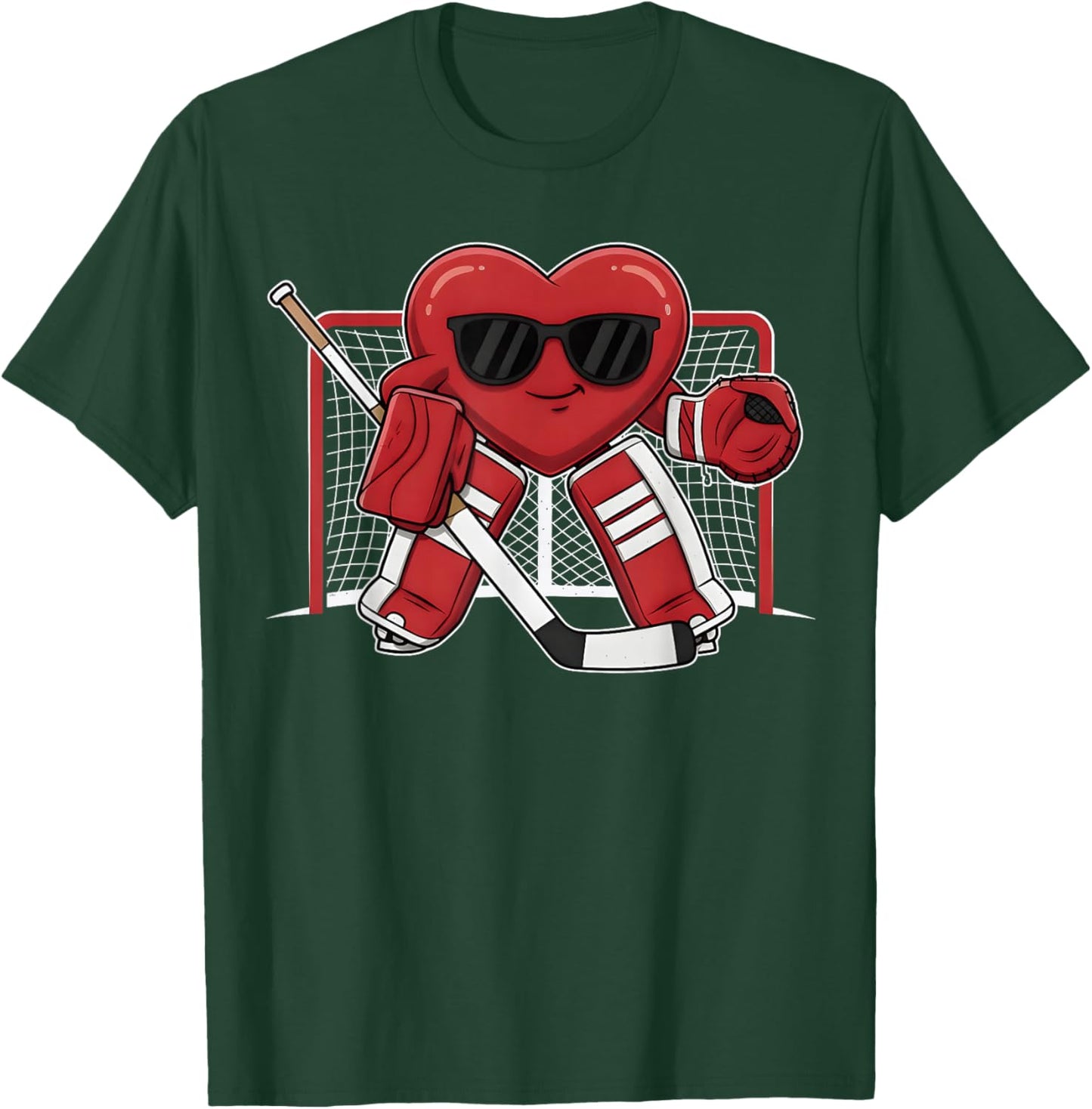 Valentines Day Heart Ice Hockey Goalie Men Boys Kids T-Shirt - T-Shirt | Forest