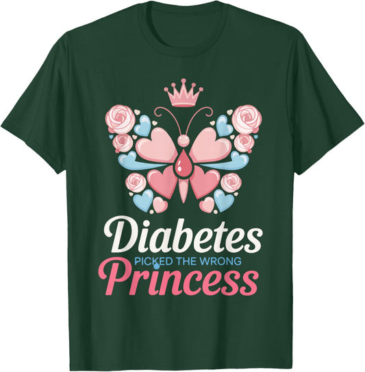 Diabetes Picked The Wrong Princess,Type 1 Diabetes Awareness T-Shirt - T-Shirt | Forest