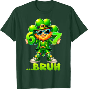 Funny St Patricks Day Leprechaun 67 Six Seven Bruh 6 7 Meme T-Shirt - T-Shirt | Forest