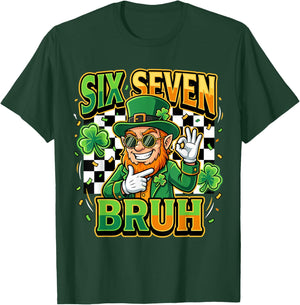 Six Seven Bruh Leprechaun Meme for St Paddy's T-Shirt - T-Shirt | Forest