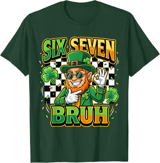 Six Seven Bruh Leprechaun Meme for St Paddy's T-Shirt - T-Shirt | Forest