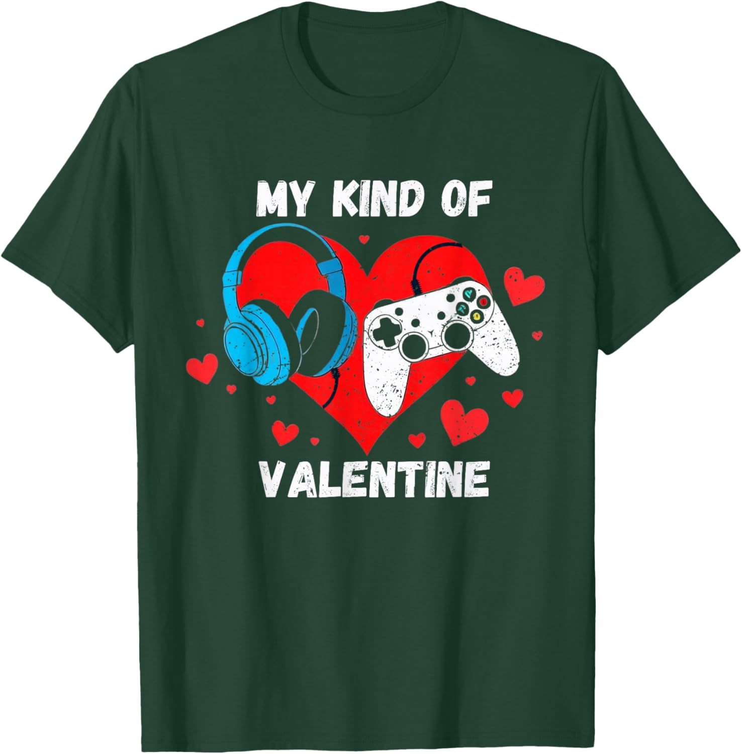 Valentines Day Gamer Heart Gaming Boys Kids Men Youth Teen T-Shirt - T-Shirt | Forest