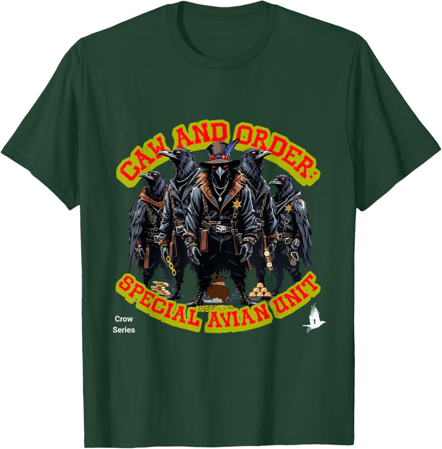 Funny Crow Apparel Special Avian Unit Tactical Bird Squad T-Shirt - T-Shirt | Forest