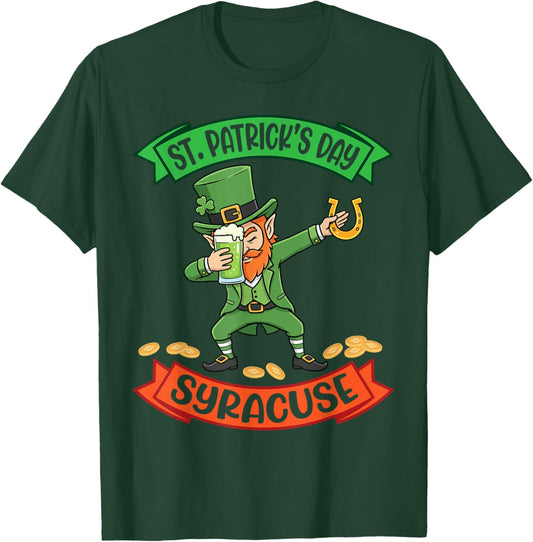 Dabbing Leprechaun Saint Patricks Day in Syracuse Beer Gold T-Shirt - T-Shirt | Forest