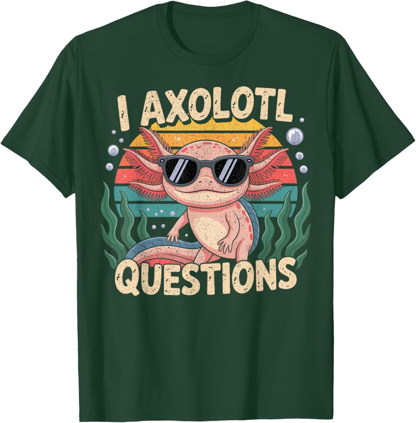 I Axolotl Questions Adults Youth Kids Retro Axolotl T-Shirt - T-Shirt | Forest