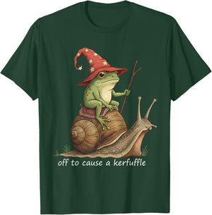 Funny Frog Wizard Off to Cause A Kerfuffle Meme T-Shirt - T-Shirt | Forest