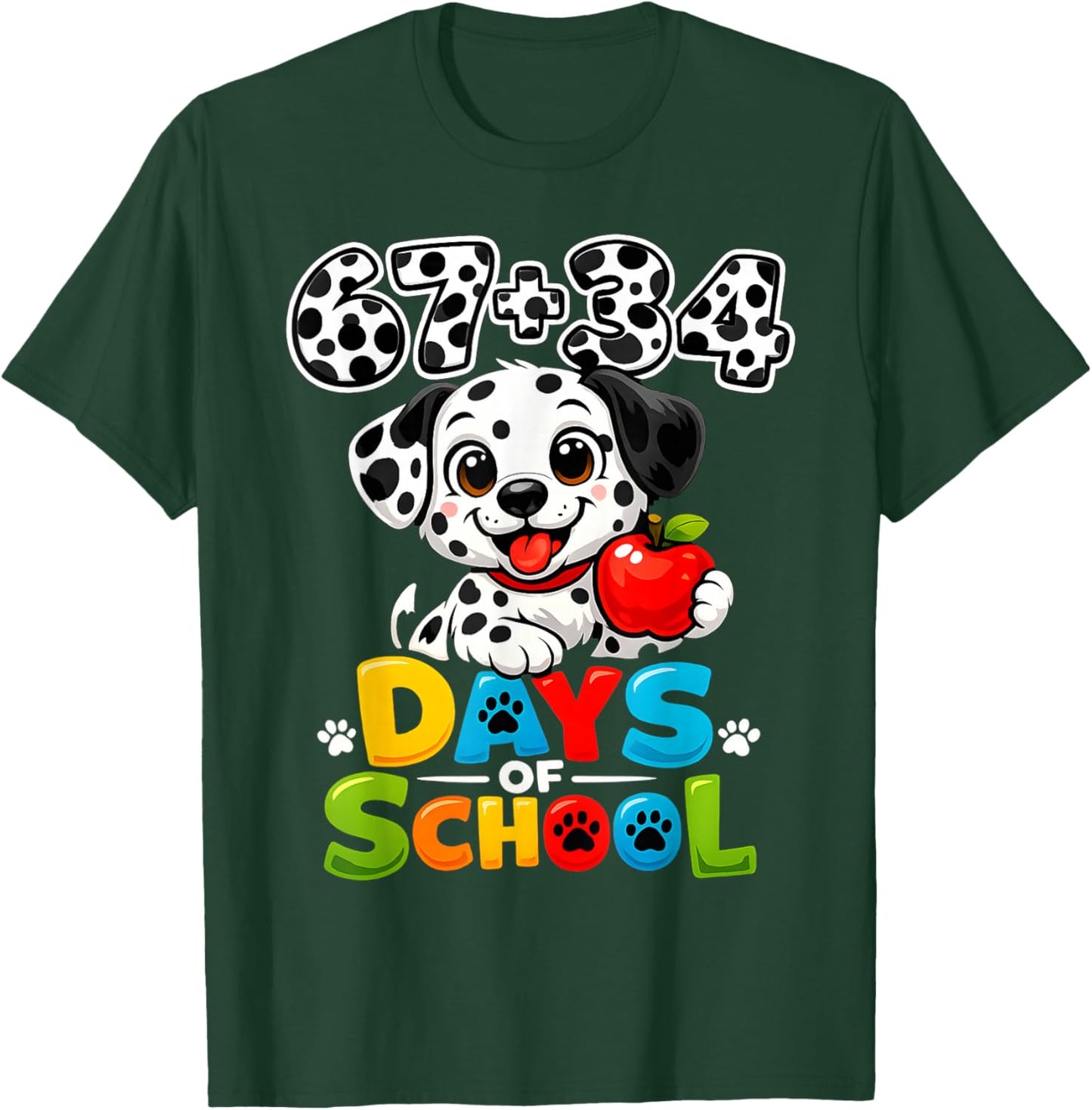 67 34 Days of School Dog 101 Days of School 100th Days Boys T-Shirt - T-Shirt | Forest