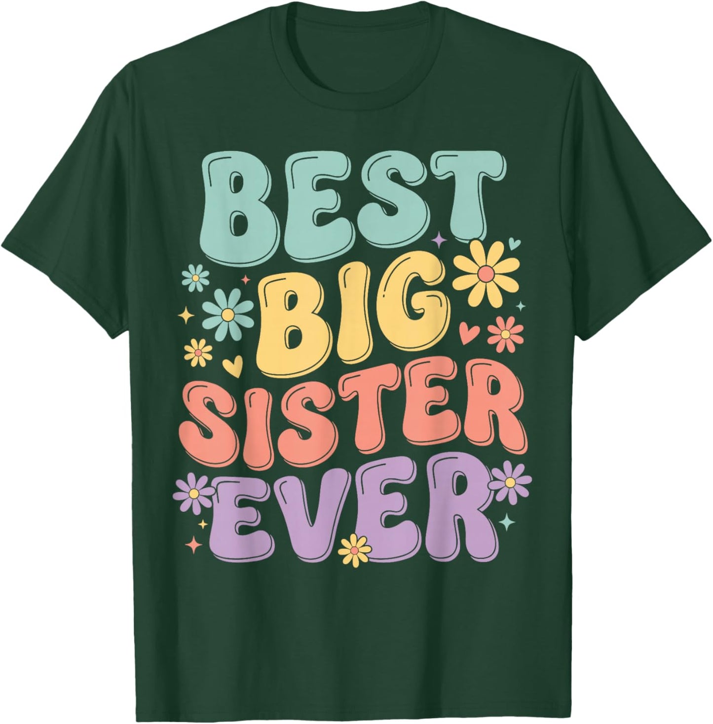 Girls Baby Announcements Cute Big Sister T-Shirt - T-Shirt | Forest