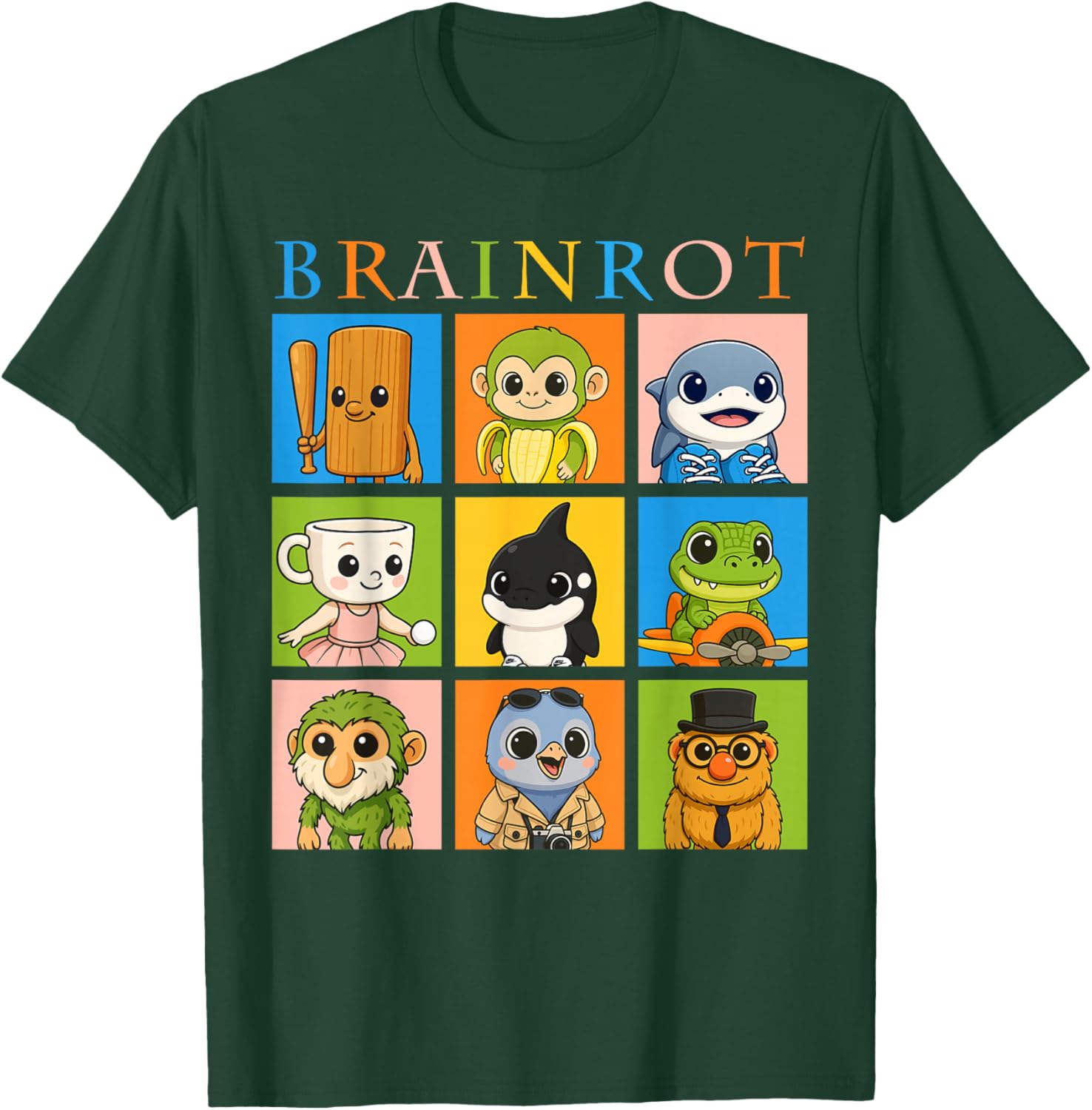 Kids Boys Brainrot Cute Animals AI Generated Meme Los Dicen T-Shirt - T-Shirt | Forest