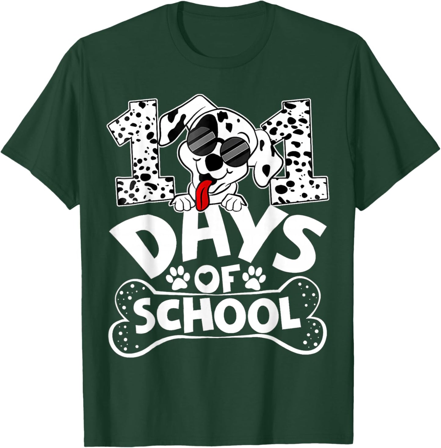 100 Days of School Dalmatian Dog Boy Kid 100th Day of School T-Shirt - T-Shirt | Forest