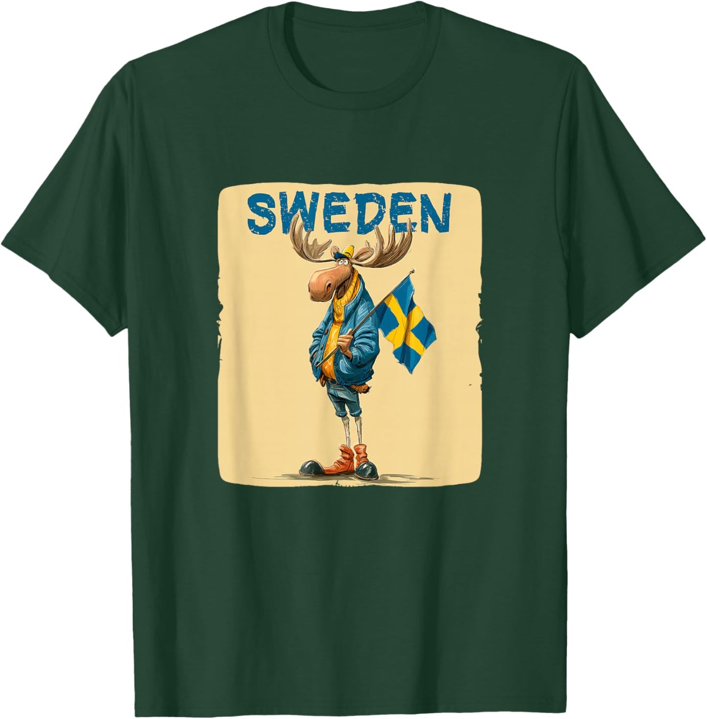 Funny Swedish Moose with Sweden Colors Costume T-Shirt - T-Shirt | Forest