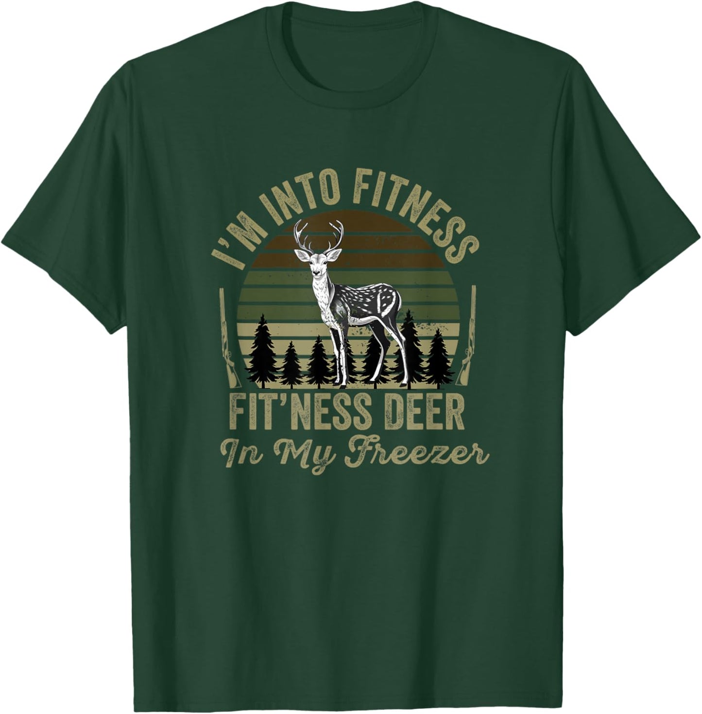 Funny Hunting Deer I'm into Fitness Fitness Deer Men Dad Boy T-Shirt - T-Shirt | Forest