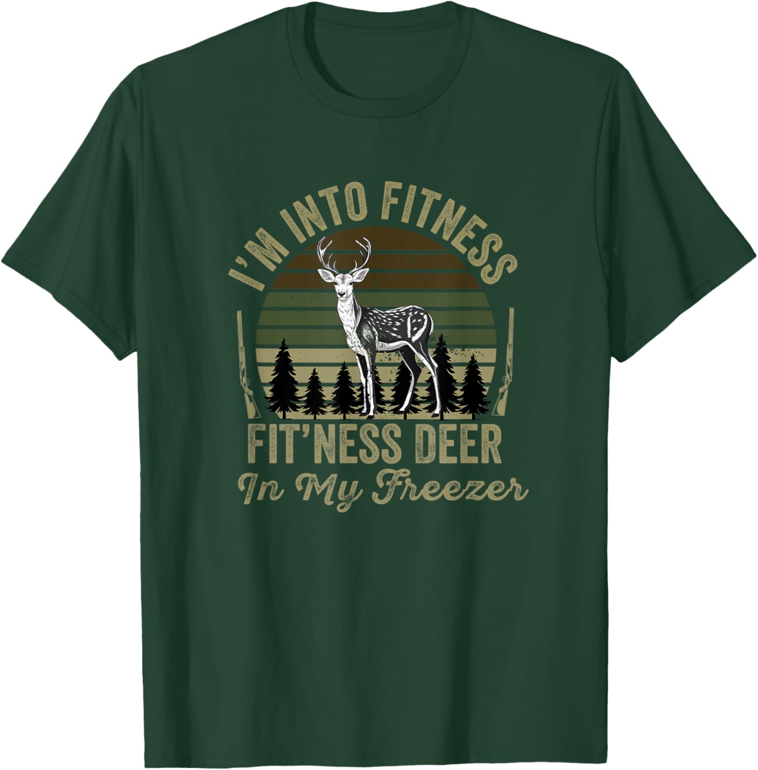 Funny Hunting Deer I'm into Fitness Fitness Deer Men Dad Boy T-Shirt - T-Shirt | Forest