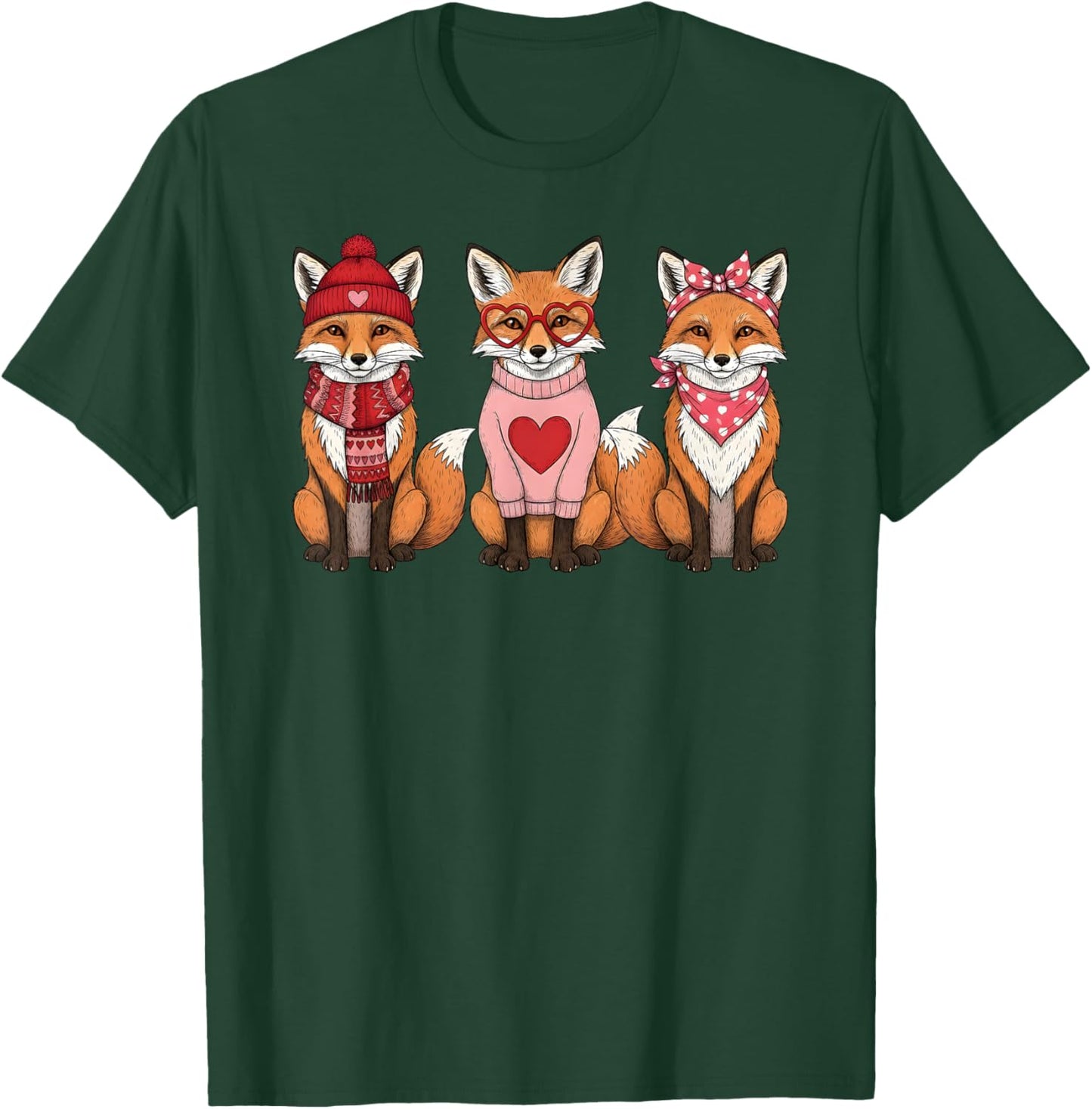 Retro Cute Fox Valentine T-Shirt - T-Shirt | Forest