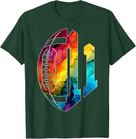 Number 11 Years Football 11TH Birthday T-Shirt - T-Shirt | Forest