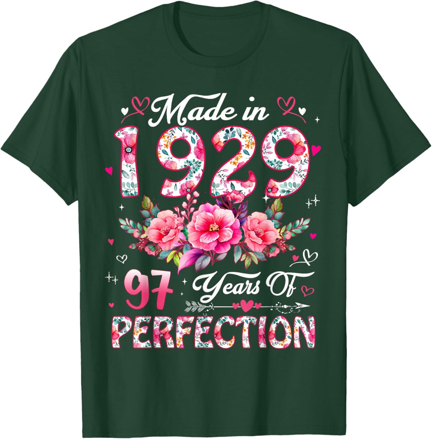 97 Year Old Made in 1929 Floral 97th Birthday Women T-Shirt - T-Shirt | Forest