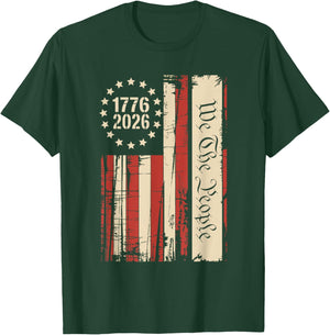 250 Years American 250th Anniversary US USA Flag 4th of July T-Shirt - T-Shirt | Forest