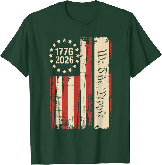 250 Years American 250th Anniversary US USA Flag 4th of July T-Shirt - T-Shirt | Forest