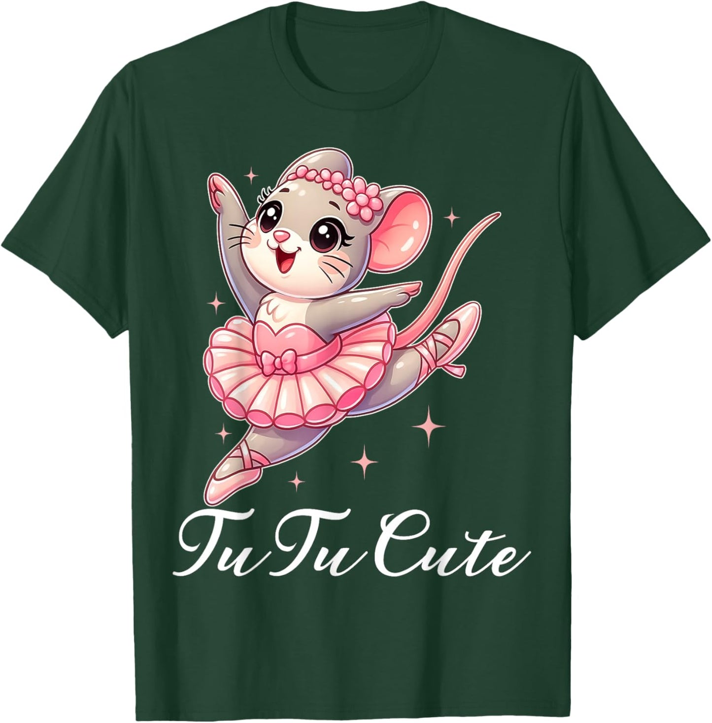 Tu Tu Cute Tiny Funny Kawaii Dancing Mouse Fun Ballerina T-Shirt - T-Shirt | Forest