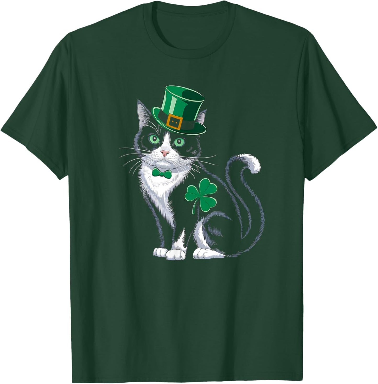 Leprechaun Cat Shamrock St Patricks Day Kitten Pet Lover T-Shirt - T-Shirt | Forest