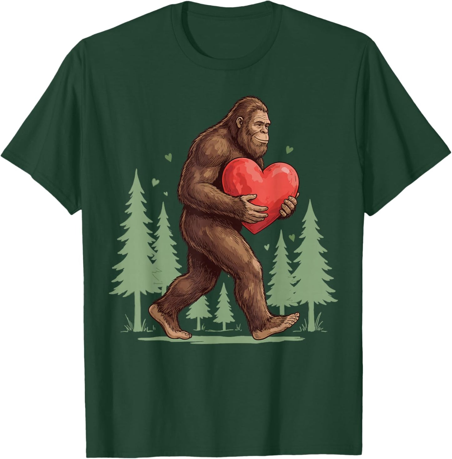 Funny Bigfoot Heart Love Valentines Day Boys Men T-Shirt - T-Shirt | Forest