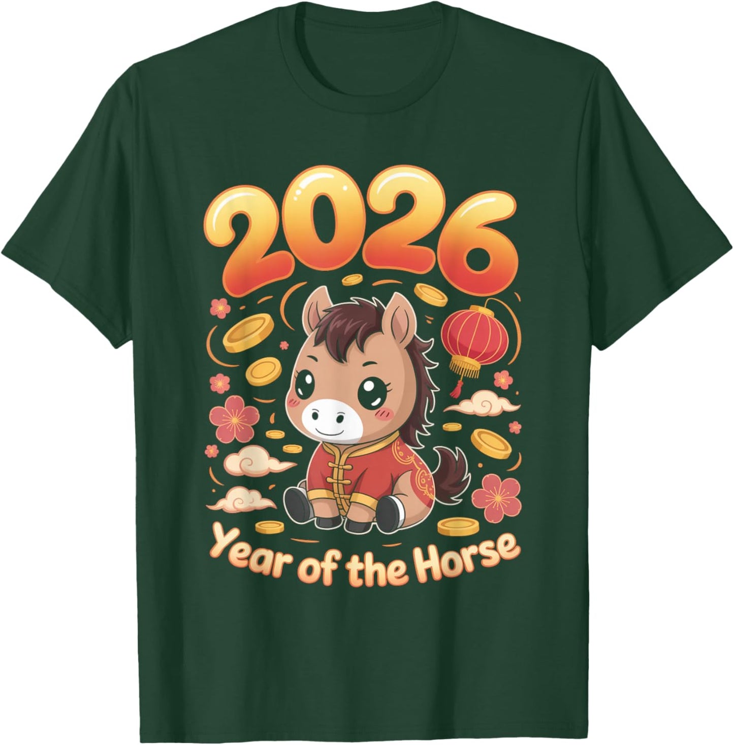 Year of The Horse Cute Zodiac Pony New Year Kids T-Shirt - T-Shirt | Forest