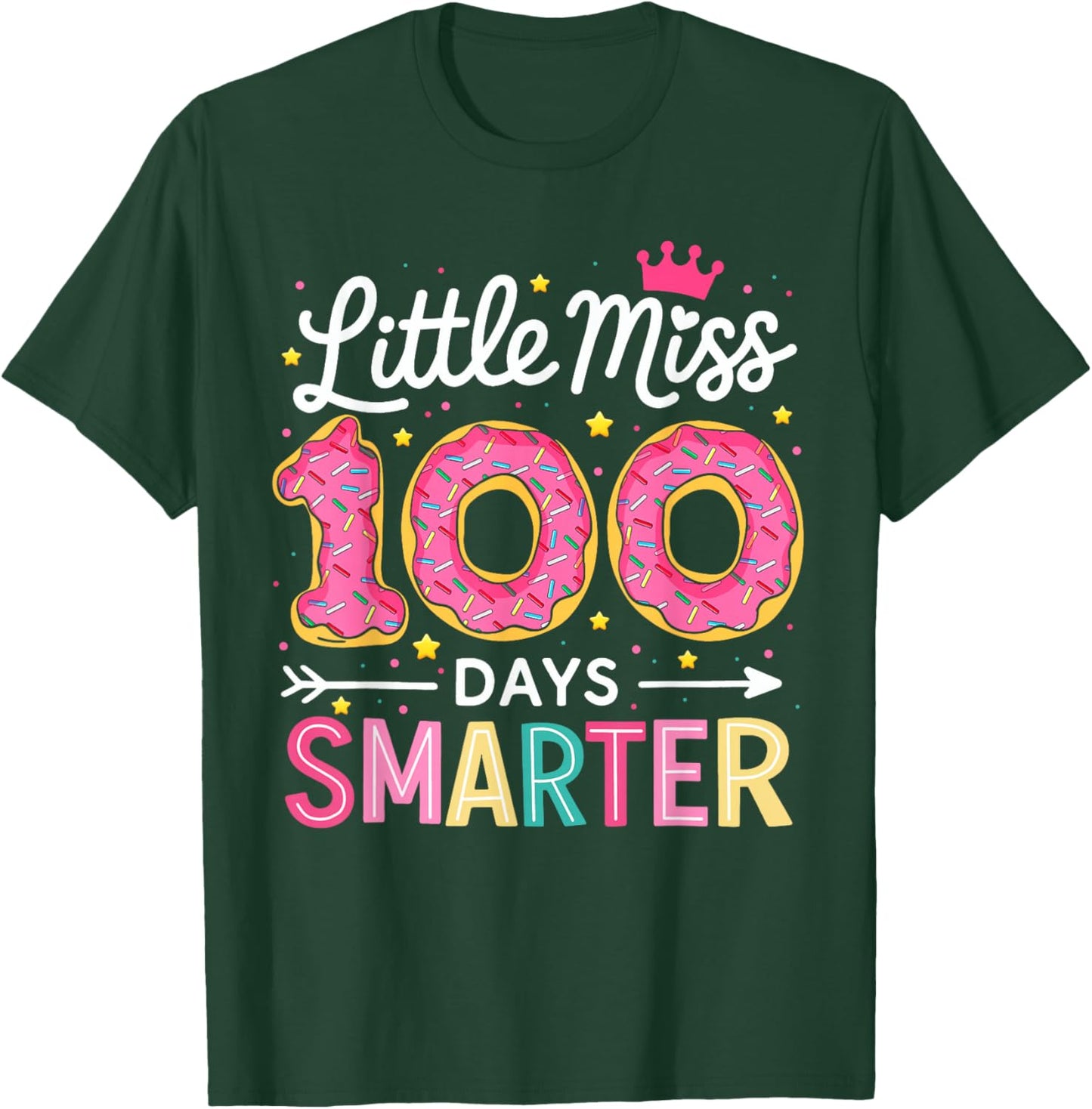 100 Days Smarter 100 Days of School Girls 100th Day Kids T-Shirt - T-Shirt | Forest