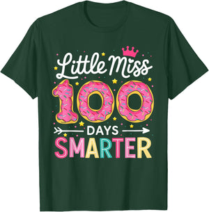 100 Days Smarter 100 Days of School Girls 100th Day Kids T-Shirt - T-Shirt | Forest