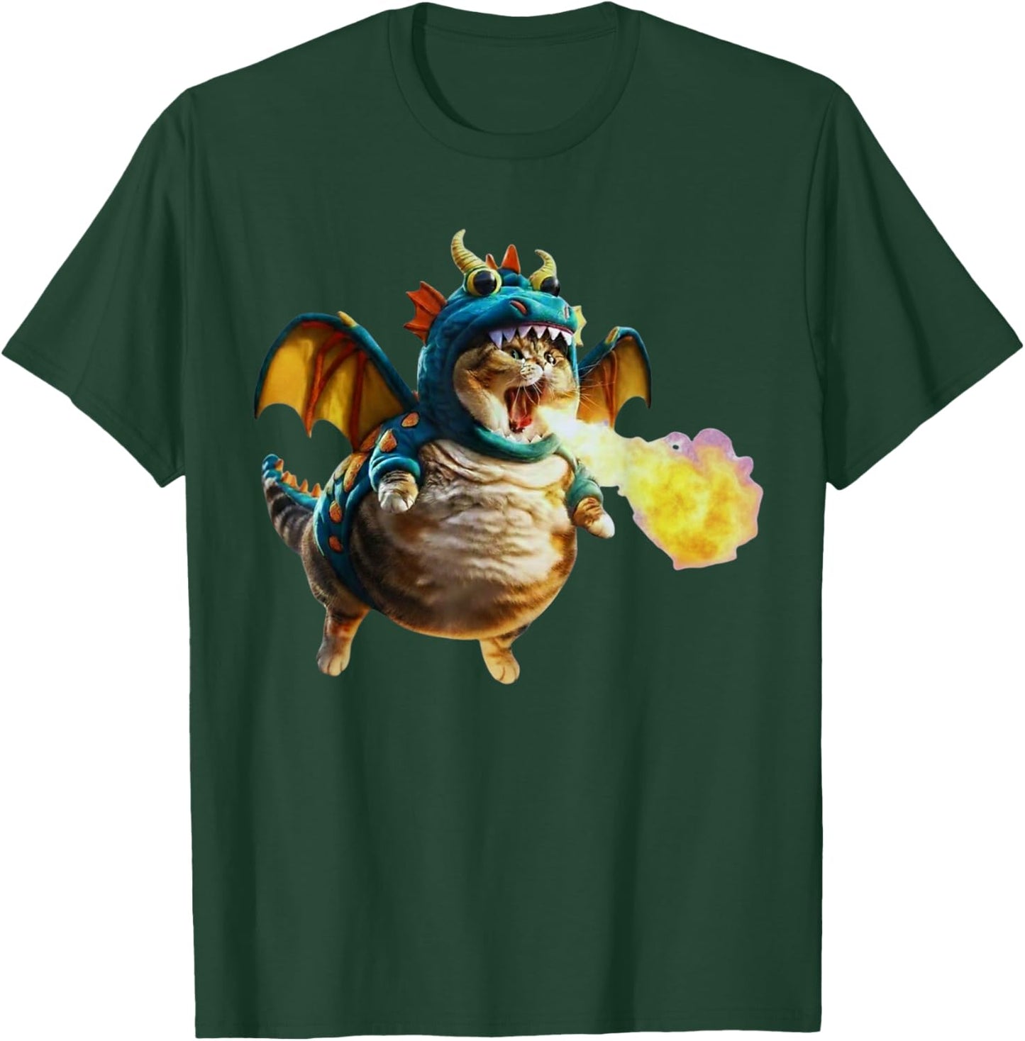Funny Dragon Cat Costume Fire Breathing Spooky Meme T-Shirt - T-Shirt | Forest
