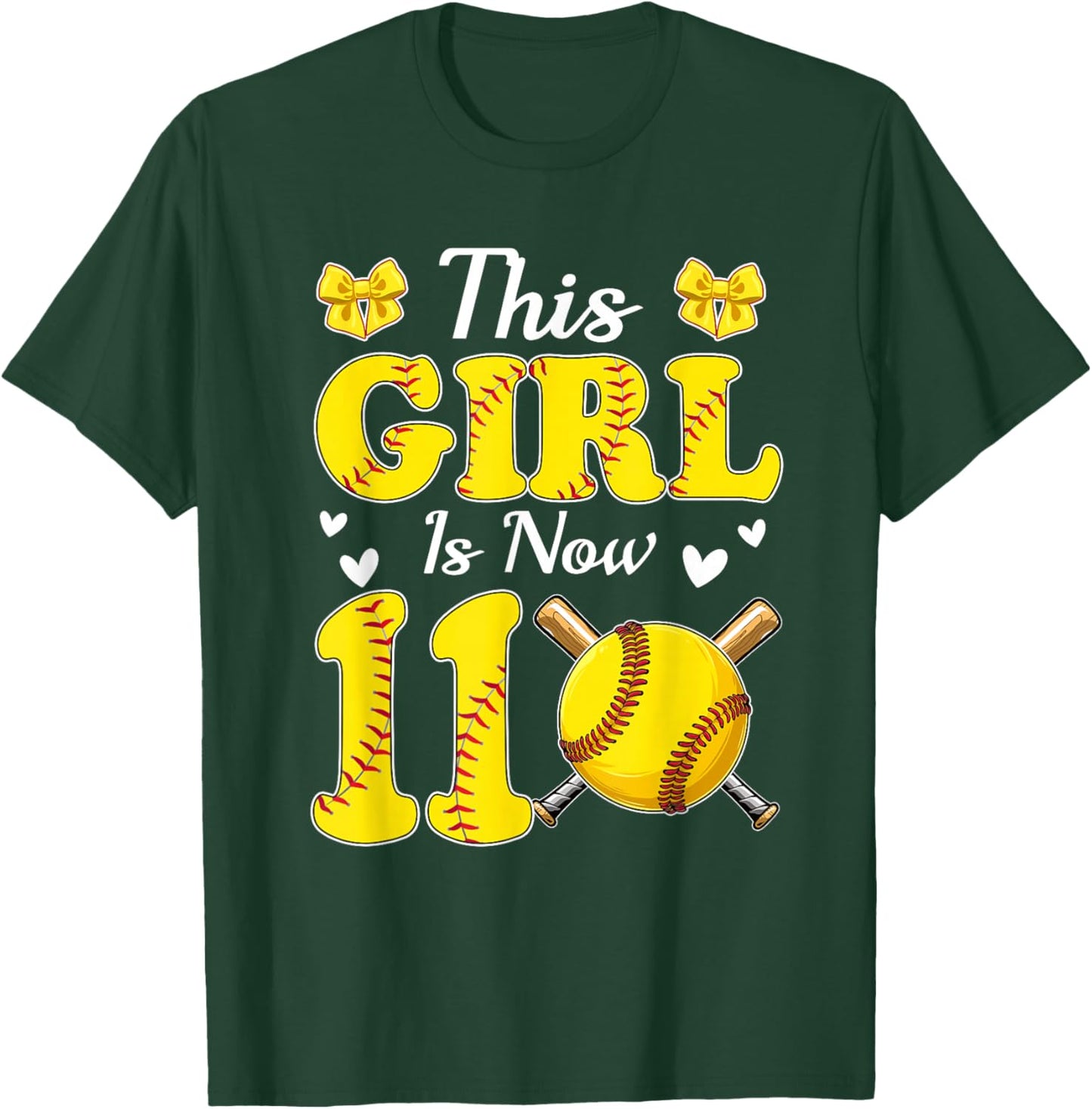 11th Birthday Softball This Baller is Now 11 Year Old T-Shirt - T-Shirt | Forest