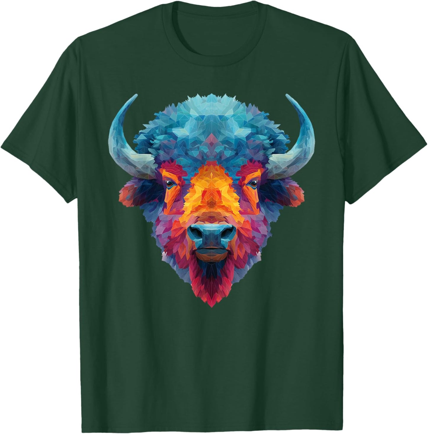Bison Buffalo Colorful Art Graphic T-Shirt - T-Shirt | Forest