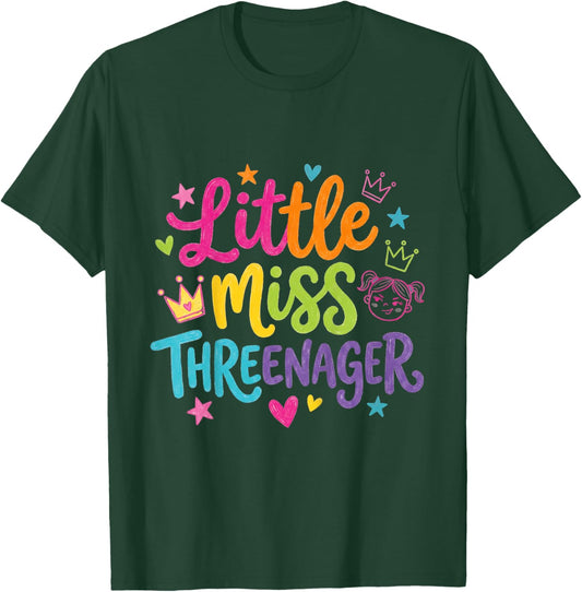 3rd Birthday Girl Sassy Toddler Little Miss Threenager T-Shirt - T-Shirt | Forest