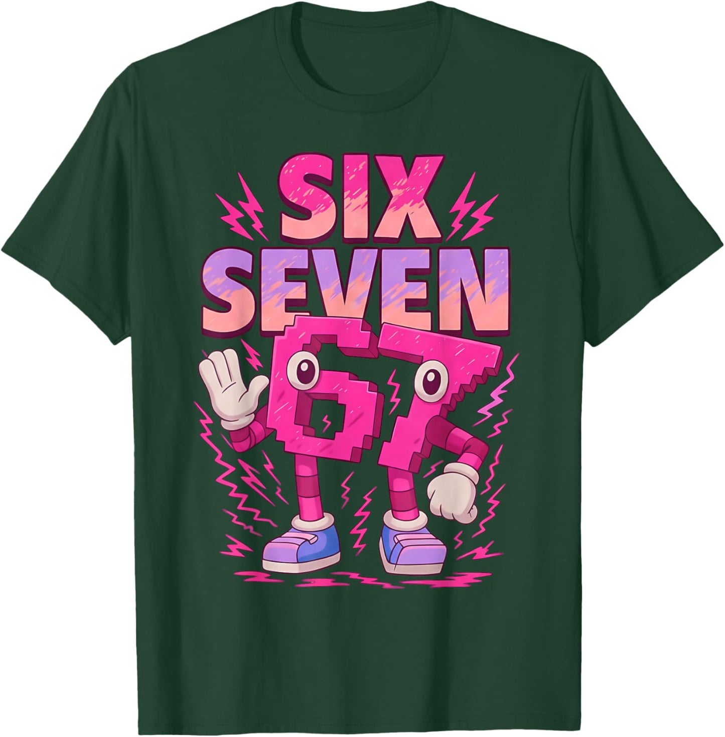 Pink 6 7 Six Seven Meme Girl Kids T-Shirt - T-Shirt | Forest