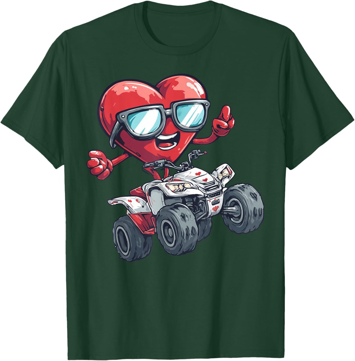 ATV Heart Quad 4 Wheeler Valentine's Day Sunglasses T-Shirt - T-Shirt | Forest