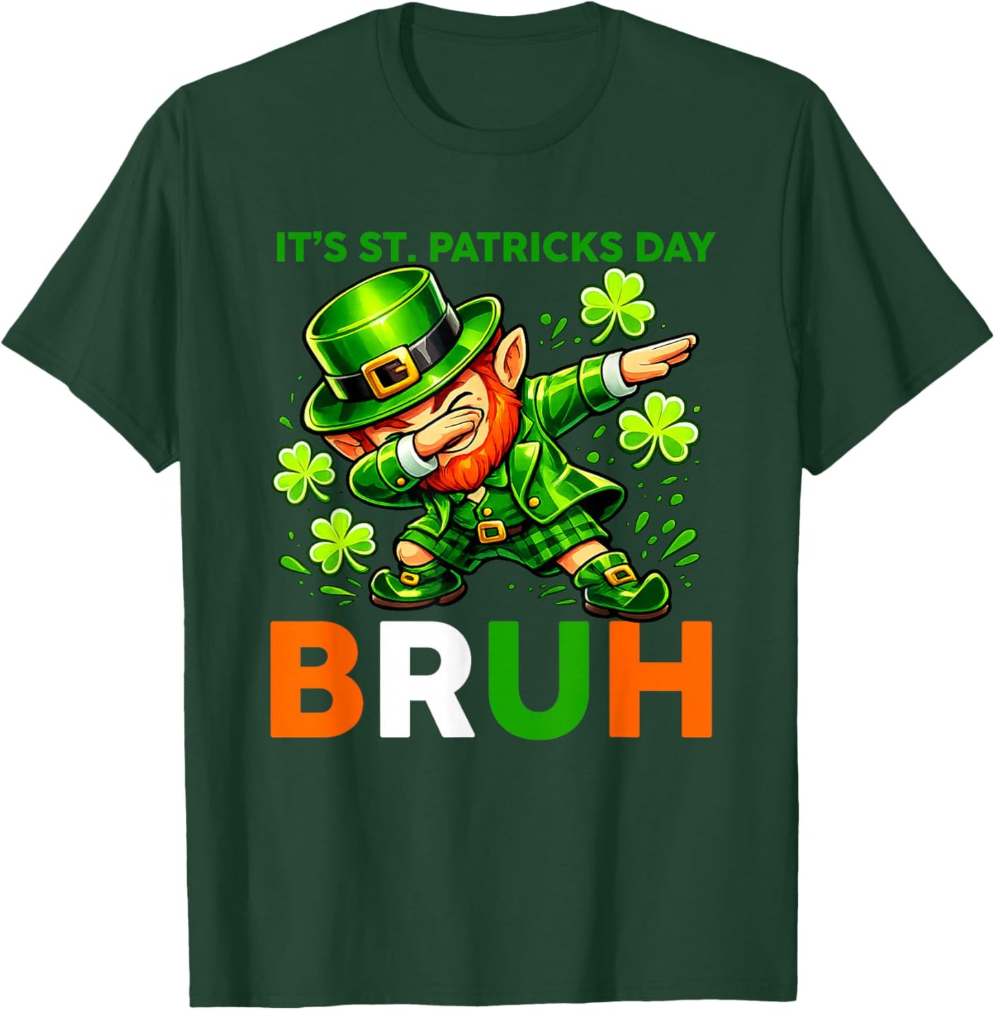 It's St Patricks Day Bruh Funny Leprechaun Dabbing Kids Boys T-Shirt - T-Shirt | Forest