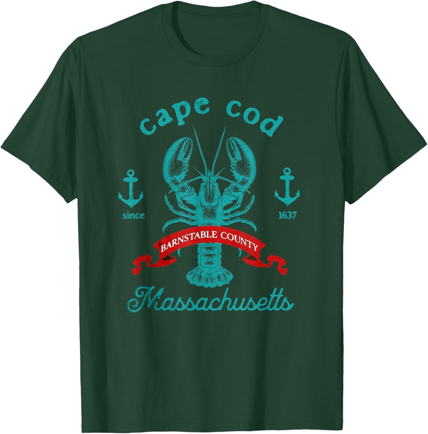 Cape Cod MA Lobster Fishing Vintage Massachusetts Souvenir T-Shirt - T-Shirt | Forest