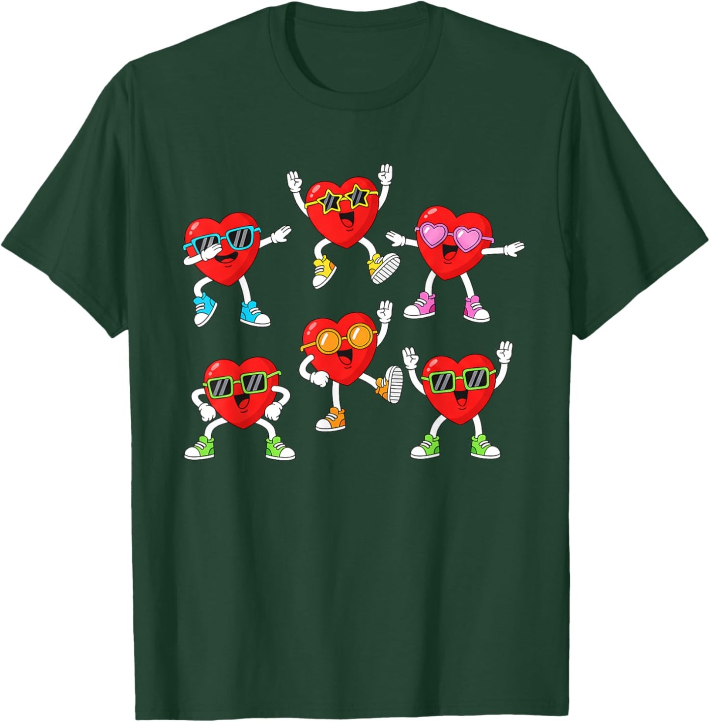 Funny Hearts Valentines Day for Teens Kids Boys Girls T-Shirt - T-Shirt | Forest