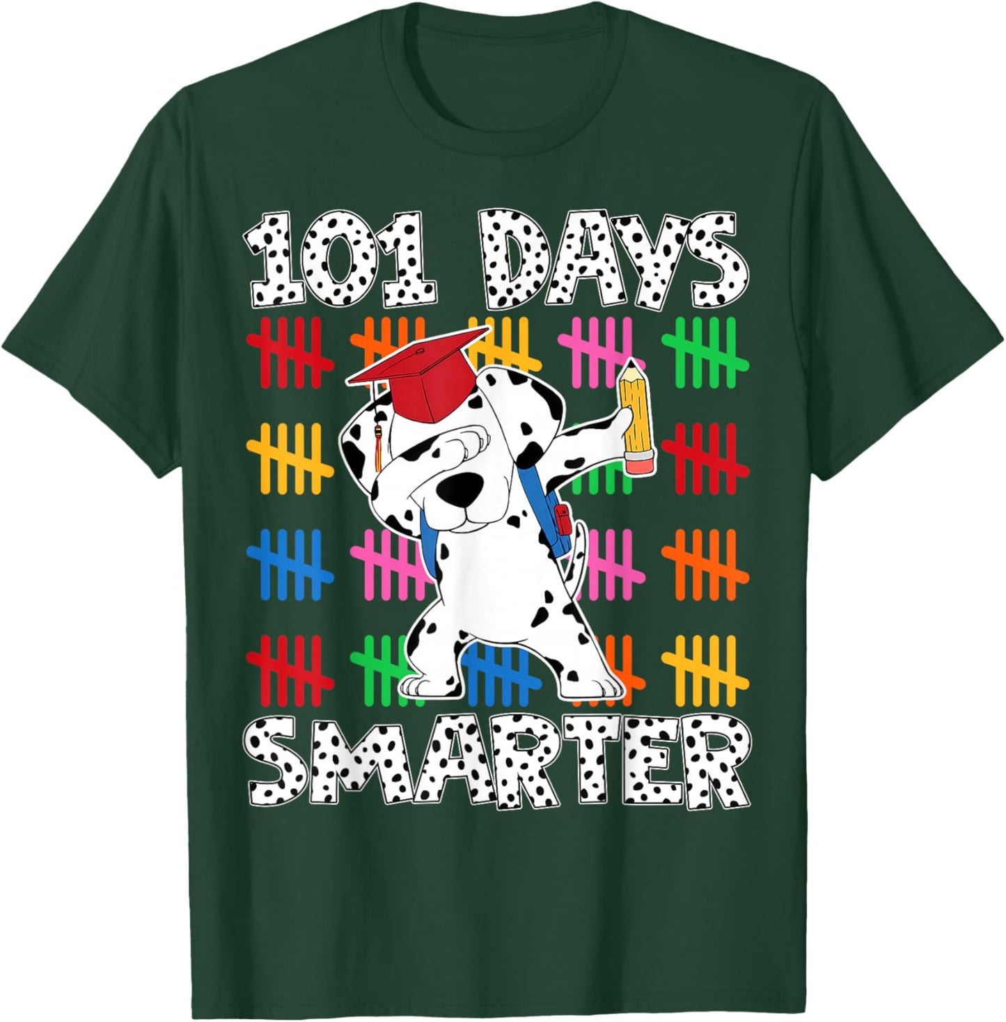 100 Days of School Smarter Dabbing Dalmatian Dog Boys Kids T-Shirt - T-Shirt | Forest