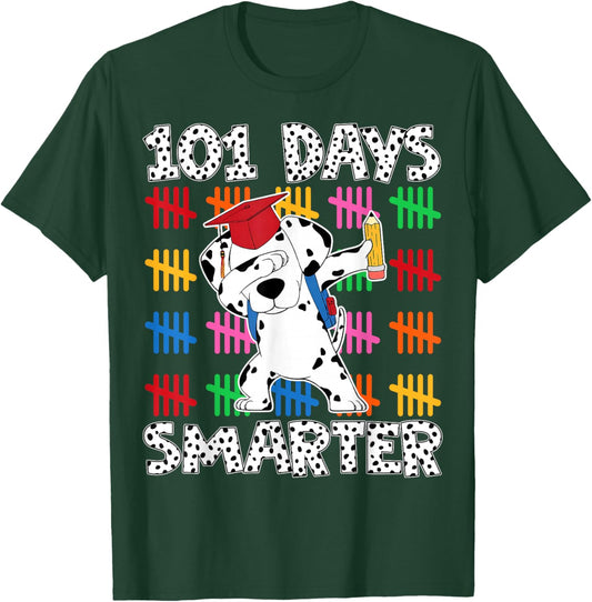 100 Days of School Smarter Dabbing Dalmatian Dog Boys Kids T-Shirt - T-Shirt | Forest